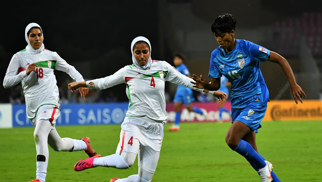 The Indian team in action against Iran.